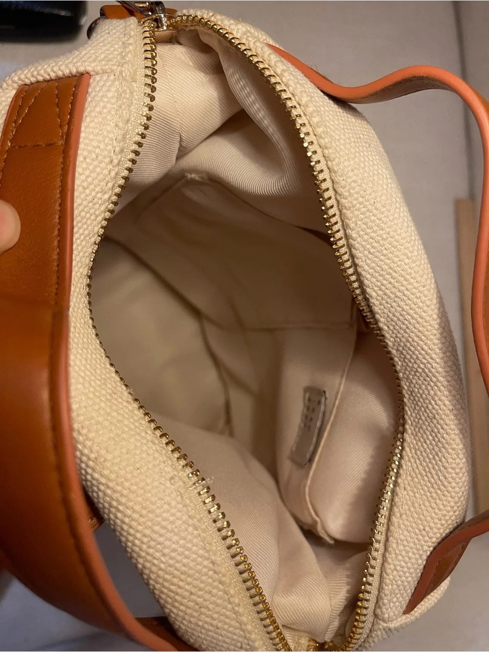 Canvas Cream Backpack with Tan Accent